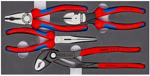 KNIPEX - Herramientas 00 20 01 V15 - Juego de alicates básicos de 4 piezas en bandeja de espuma (002001V15)