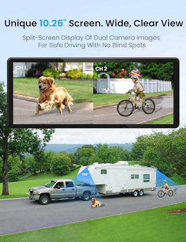 Image of Wireless Backup Cameras System with 10.26 inchPre-Wired for Furrion System 1080P HD IPS Touch Screen-No Delay,IP69K Waterproof,Super Night,Wide Split Screen 2-Channel for Reversing RV,Trailer,Camper,Truck