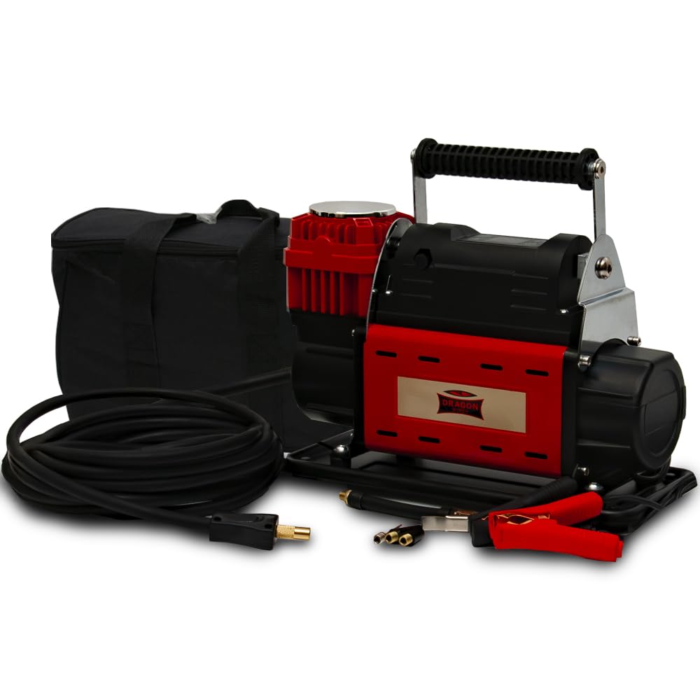 Dragon Winch Kompressor für auto 12V | 10,3 BAR / 150 PSI | mit einer Kapazität von 180 l/min | Tragbare Auto Luftpumpe mit Digitalmanometer für Reifen, Offroad und Luftwerkzeuge