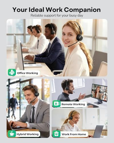 Image of Wireless Headset with Mic for Work,Bluetooth Headset for Calls & Meetings | Bluetooth 5.3 & USB Dongle for Laptop, PC, iPhone & Android, Office & Call Center Headset for Remote Hybrid Worker