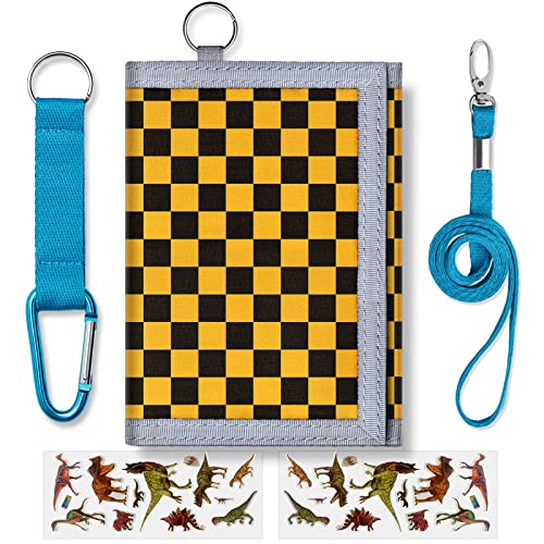 TATAANTY Kids Wallet for Boys, Boys Wallet for Kids 6-8, Checked Wallet for Boys with Zippered Coin Pocket and Card Holders, Trifold Boys Wallet Christmas Gift