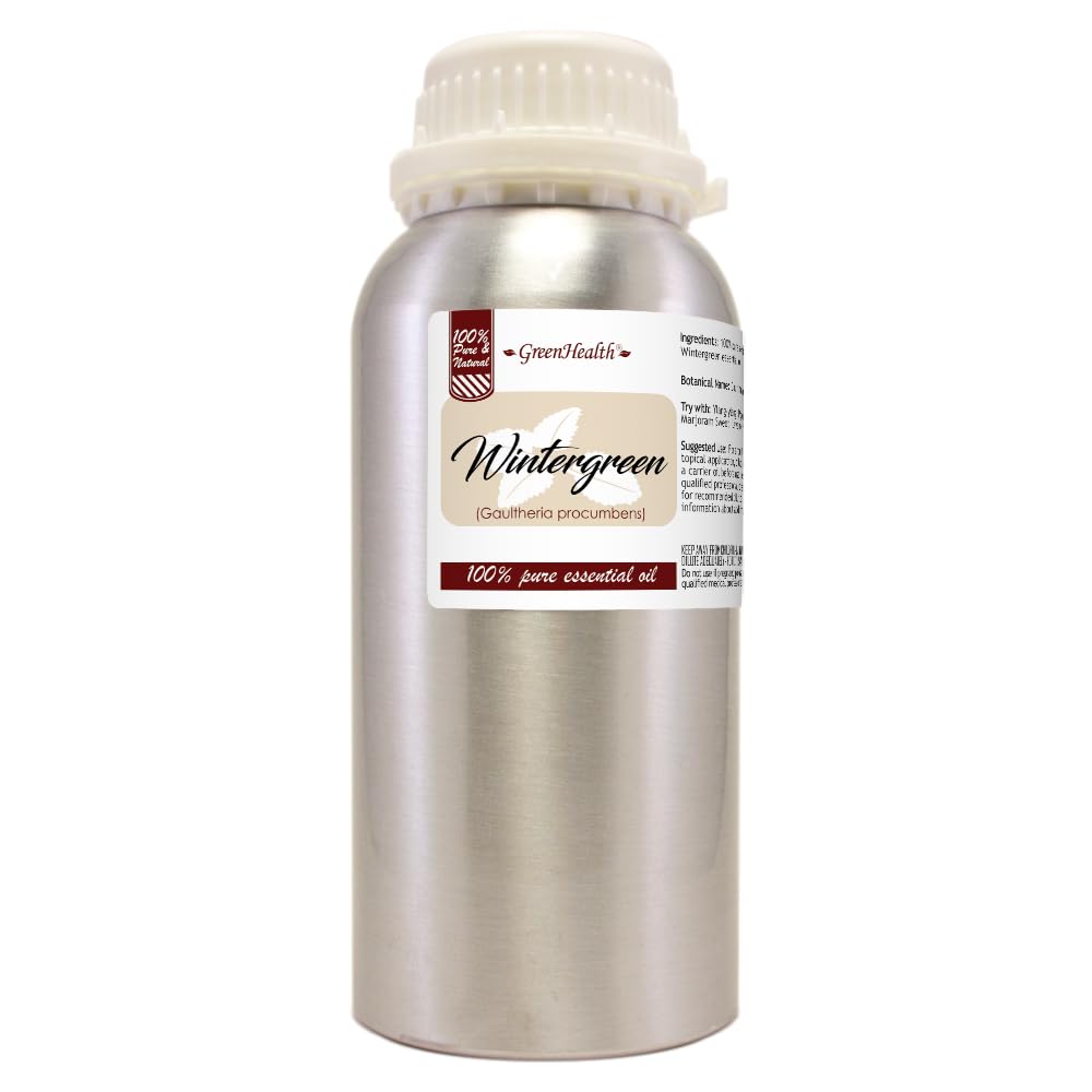 16 fl oz - Wintergreen Essential Oil (100% Pure & Uncut), Aluminum Bottle - GreenHealth