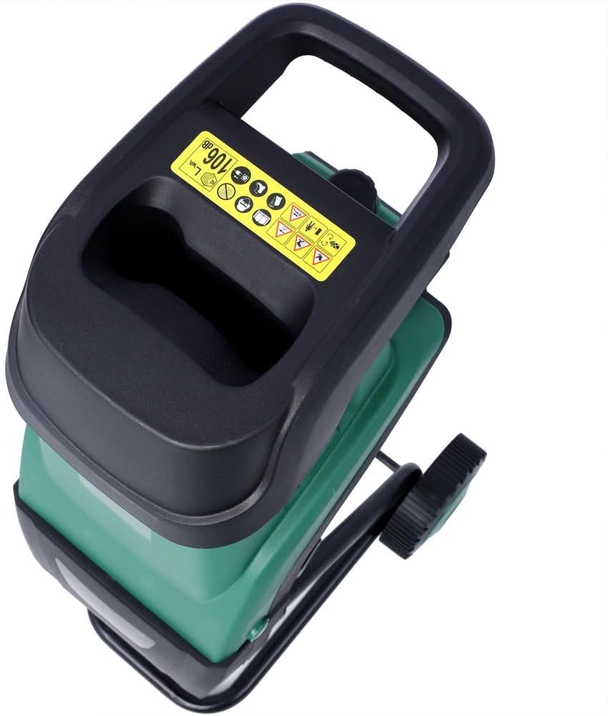 15 Amp Electric Wood Chipper Shredder with Wheels, Portable Garden Shredder with Collection Bag, Double-Sided Steel Blades, Auto Shut-Off, 120V Electric Branch Chipper, Green