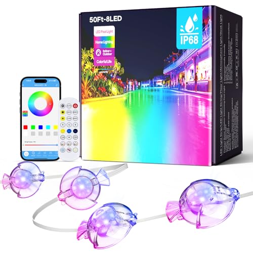 Soiarllt 49ft 8-in-1 Swimming Pool Lights Underwater with APP &