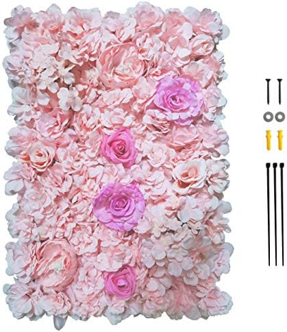 GKanMore Artificial Flowers Wall Decoration 24" x 16" Decorative Silk Flower Panels Flower Wall for Home Party Wedding Christmas Festival Photo Backgdrop Decor (Light Blue)