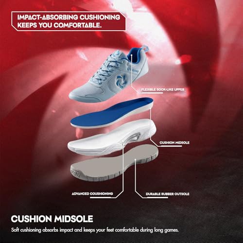 Image of SOLPRO Power Smash Badminton Shoes | Flex Support Outsole | Court Grip | Shock Absorbing Cushion | Breathable Mesh Upper | Stability Ridges