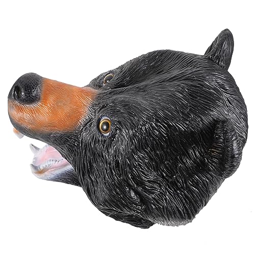 Masque ours polaire noir en latex avec finitions réalistes et confortables