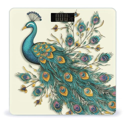 Báscula digital de baño con diseño de pavo real miniatura 1