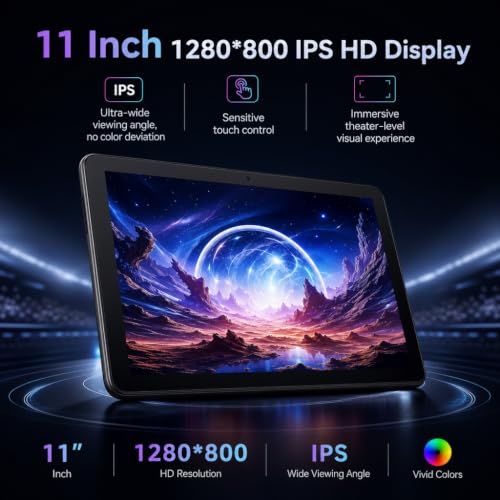 Image of 2026 11 Inch Android 16 Tablet, Tablet with 30GB RAM+128GB ROM, 1TB Expandable, 1280 * 800 Eye-Care LCD Display, 7800mAh Battery, WiFi 6+BT5.4 Ultra-Thin Tablet for Study Entertainment