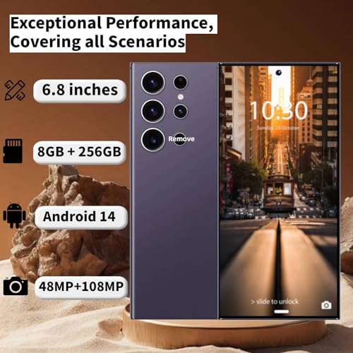 Image of Unlocked Phone 5G C24 Ultra 8GB+256GB Large Storage Smart Phone | Android 14 Cell Phone, 6800 mAh Battery Unlockedphone, 6.8-inch /Dual SIM [Works with T-Mobile, AT&T] Grape Purple