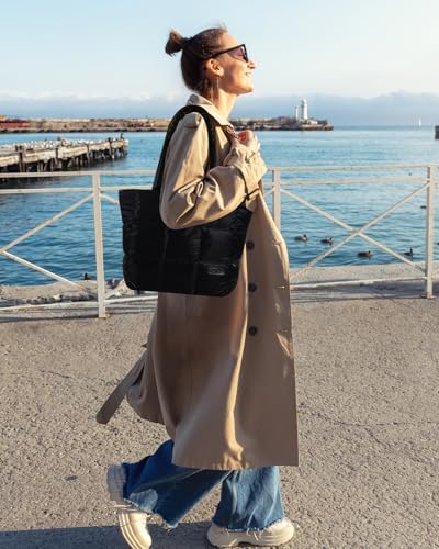 Bolso Tote Puffer con Cierre para Mujer, Ligero y Grande miniatura 2