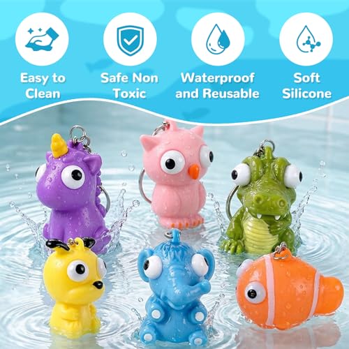 HOZUZER Squishy Keychain for Kids Party Favors - 32 Packs Popping Eyes Animal Keychains, Goodie Bag Stuffers, Pinata Stuffers, Classroom, Carnival Prizes, End of Year Gifts for Kids Students Bulk - image 4