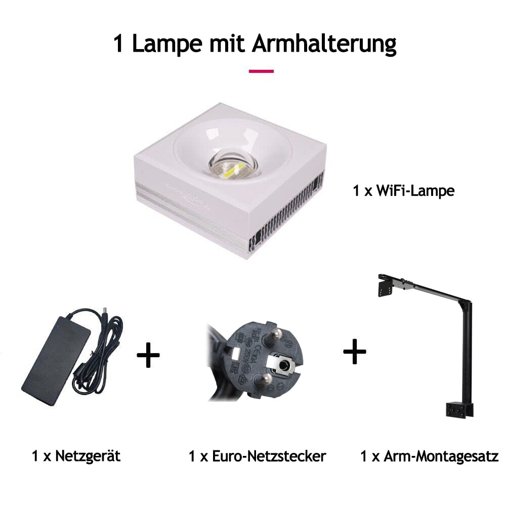 PopBloom RL90 WiFi luz led Acuario 90W, Iluminación LED de espectro completo para plantas de acuarios de agua dulce, La APP es compatible con el español (1 Luz Con Kit de Montaje)