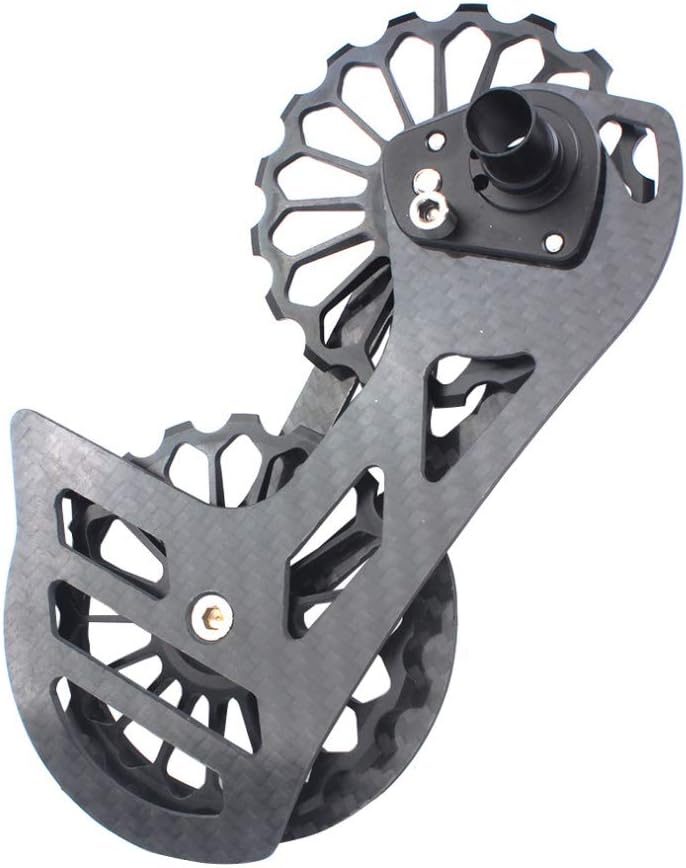 Bicycle Carbon Fiber Ceramic Rear Derailleur 17T Pulley Guide Wheel Accessories Bicycle Rear Derailleur Cable, Red-A