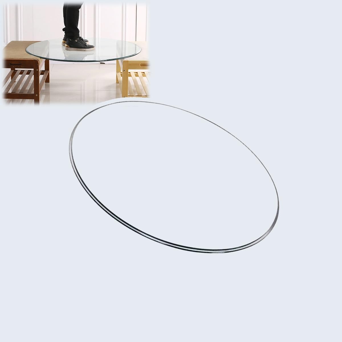13'' 16'' 18'' 20'' 24'' Tempered Glass Table Top W/Round Polished Edge(1/4'' Thick), Transparent Table Surface, Round Tabletop Protector for Patio, Dining, Coffee, Desks((20in) 50cm)