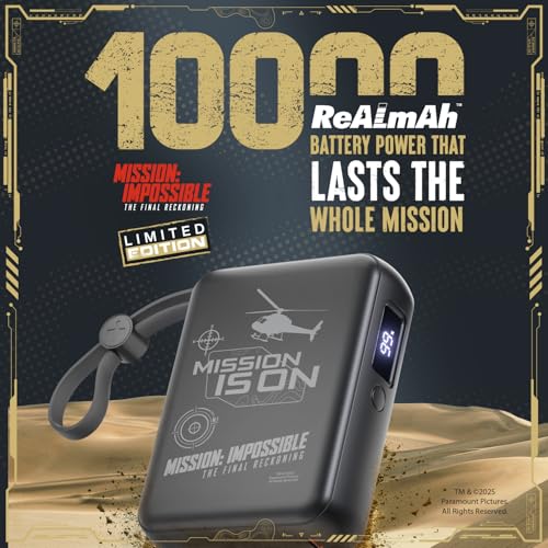 Image of Mobilla x Mission: Impossible - MPower X2 Limited Edition Powerbank | 27W High-Speed Output | 10000mAh Battery | Built-In Type-C & Lightning Cables | Dual Fast Charging Ports | Battery Display (Black)