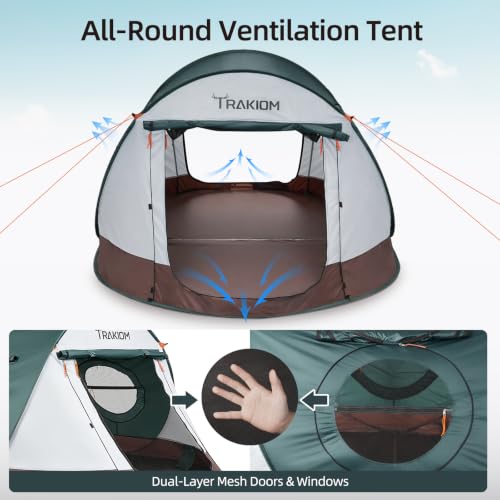 Image of Trakiom Pop Up Tent 4 Person Instant Waterproof Camping Vestibule