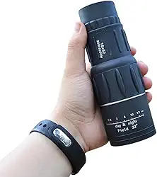 Monóculo Profissional Tático 16×52 Alta Definição – Zoom Longo Alcance | 66 Metros à 8 km, Lente HD, Compacto, Resistente, à Prova d’Água c/Alça - Ideal para Viagem, Esporte e Camping