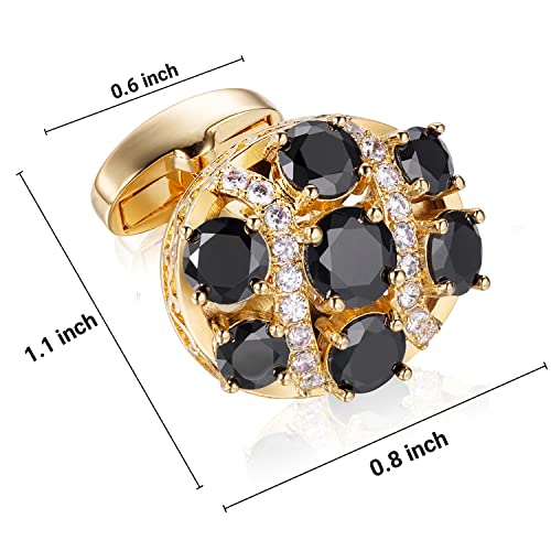 Image of HAWSON Cufflinks for Men, Gold Diamond Crystal Cufflinks for Groom Husband Personalized Gifts, Mens Formal Wedding Business Cufflinks, Luxurious Gorgeous Cuff Links French Shirt Accessories