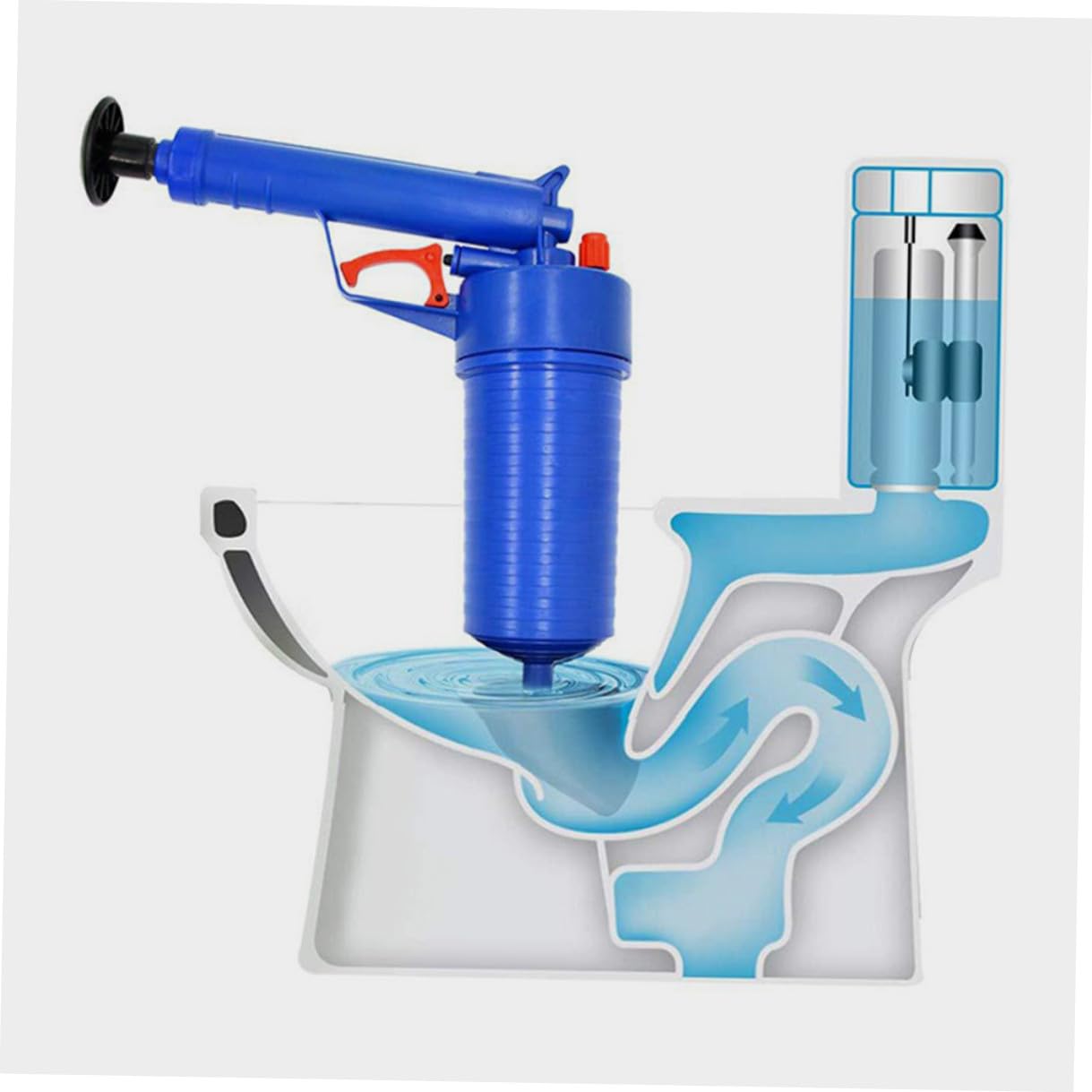 KOMBIUDA Desatascador De Aire Comprimido Para Inodoro y Fregadero, Herramienta Profesional De Alta Resistencia Para Limpiar Tuberías y Drenajes De Baño, Cocina y Bañera, Flexible y Potente
