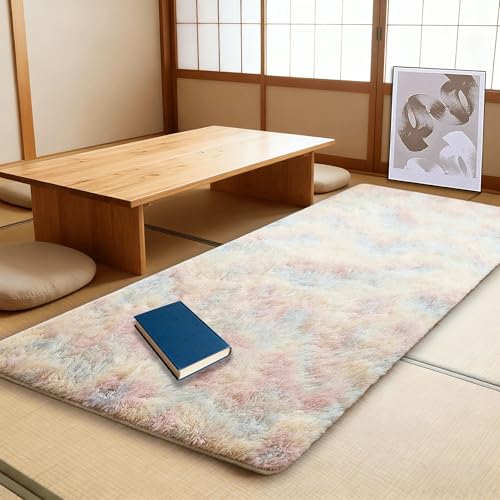 Tapis longs poils super doux style moderne multicolore de qualité