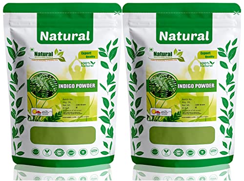 Image of Pure & Natural Indigo Powder | Indigofera tinctoria Neel Powder For Natural Hair Colorant Black /Brown Hair Color - 200 Gram (Pack of 2 of 100g Each)