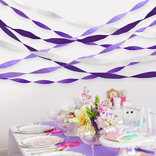 Image of Purple Crepe Paper Streamers 8 Rolls 656 ft Crepe Paper Decorations for Birthday Party, Baby Shower or Reunion (Purple Gradient)