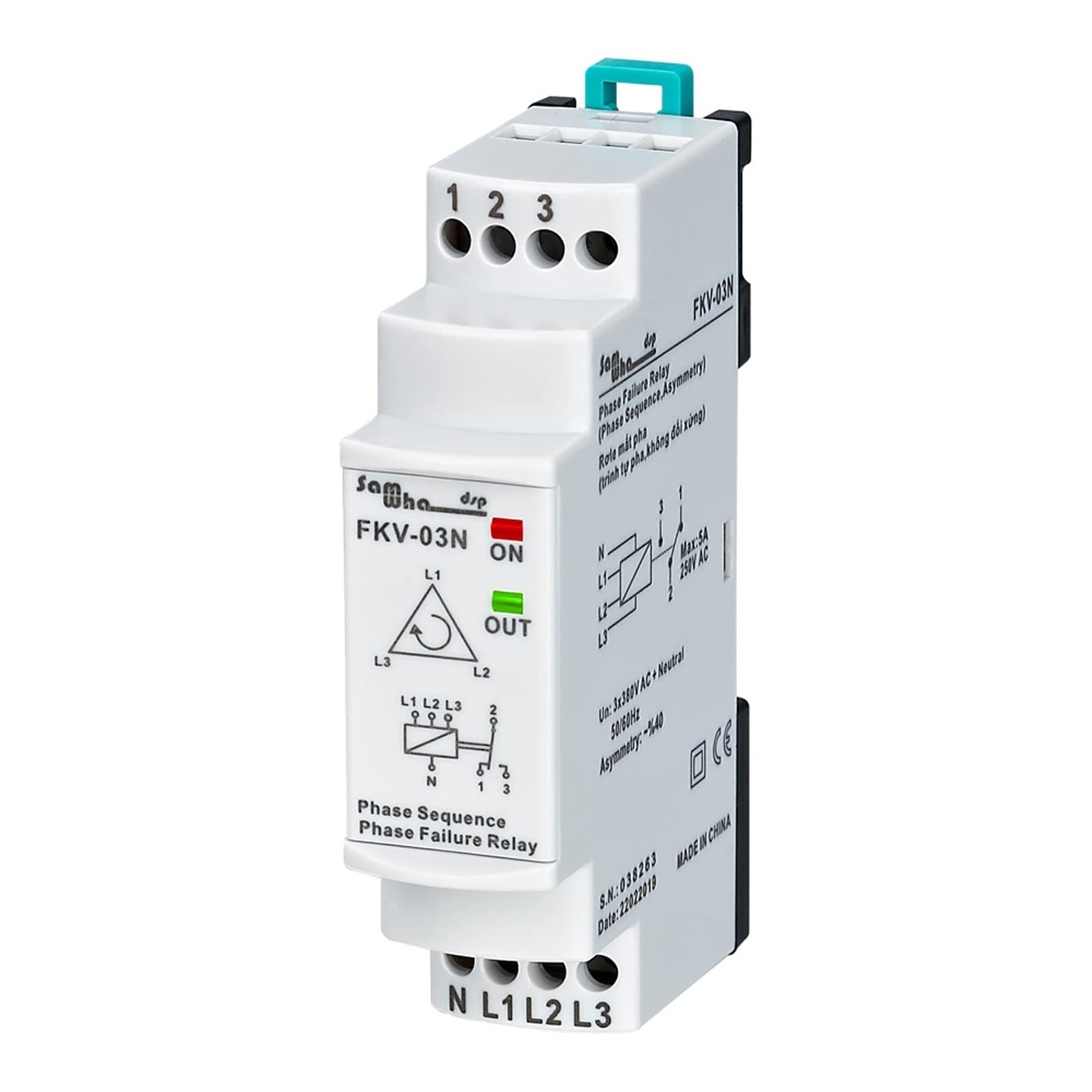 A FKV-12 380V Phase Failure Protection Relay 3 Phase Asymmetry Imbalance Rate 40% CE Certificate