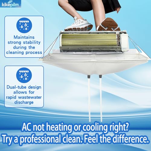 Mini Split Cleaning Kit Bag,Split Ac Unit Cleaning Bag Kit for Cleaning Wall-Mounted Air Conditioners and Duct Units(White, 21PCS with Kettle, Size: 33-122 Cm 15.35-48 Inches