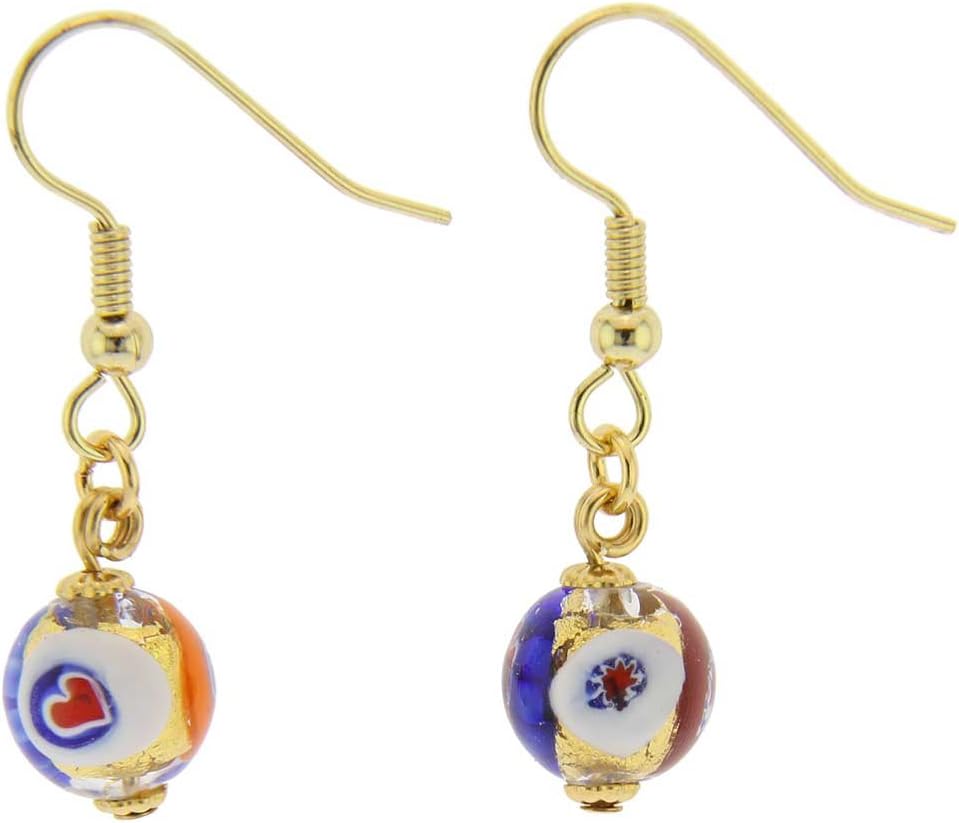 Glass Of Venice Murano Glass Mosaic Millefiori Ball Earrings - Klimt