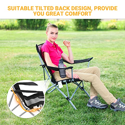 Kingcamp Camping Chair,Heavy Duty Oversize Folding Chair With Comfotable Tilted Back-Cup Holder-Carry Bag For Indoor Outdoor Travel Office(Black) #TOP6