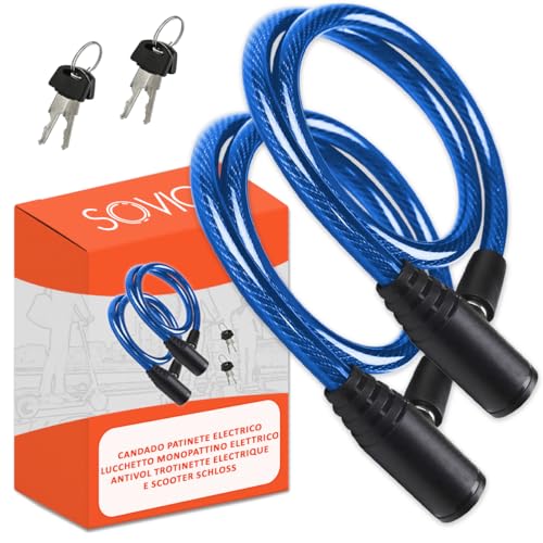 Candado patinete electrico doble seguridad 2 uds cable de Acero resistente 60 cm cierre avanzado con llave seguro robusto...