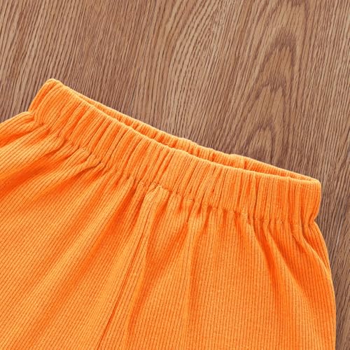 Image of Toddler Girl Clothes Summer Outfit Short Sleeve Shorts Set 12M-5T | Soft ribbed knit toddler girl outfit with breathable fabric, ruffle top, comfy shorts and stretchy fit for summer daily wear.