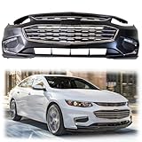 Complete Front Bumper Cover and Grille Set with Fog Lights Compatible with 2016 2017 2018 Chevy Malibu