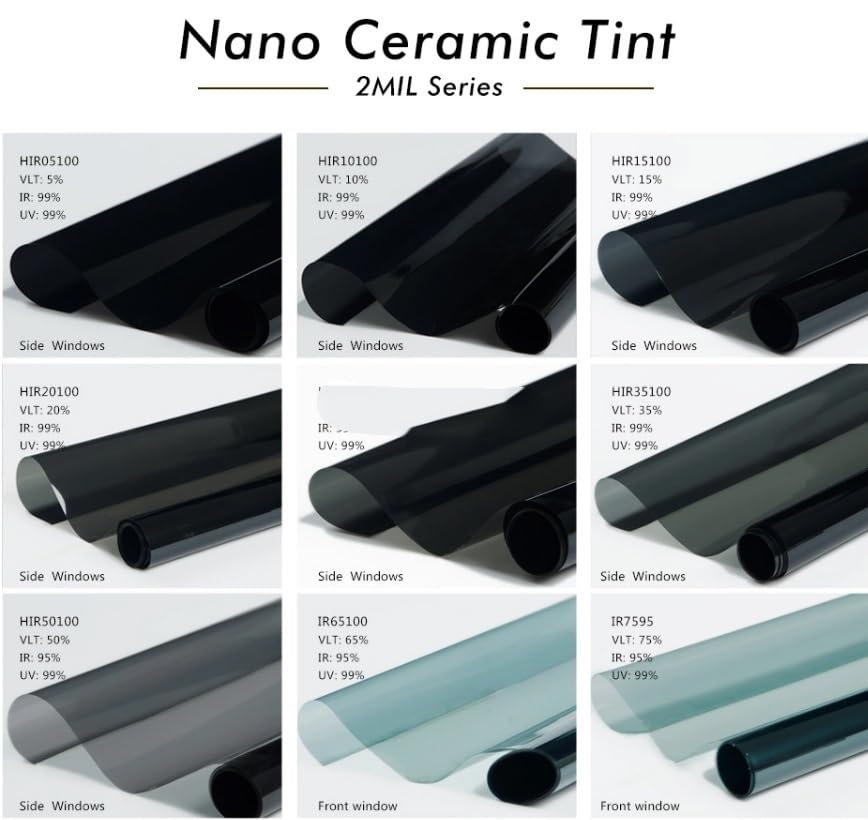 Laminas para Tintar Lunas Coche 50cmX300cm Nano Ceramic Film Super Quality High Heat Resistant Car Glass Solar Tint Window Films Protective LáMina Tintado De Lunas (Size : HIR35100)