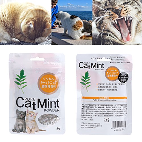 Cats Mint Treats Poudre de soin naturelle sélectionnée pour les feuilles Poudre naturelle de menthe pour chats 0 lits pour chats d'intérieur réchauffement – Image 5