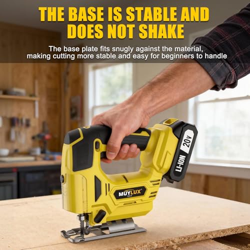 Cordless Jig Saw 20V, Electric Jigsaw Tool with Battery and charge, 2900RPM Variable Speed for Wood Cutting, 3 Orbital Settings for Straight/Curve Cutting, 1 Battery