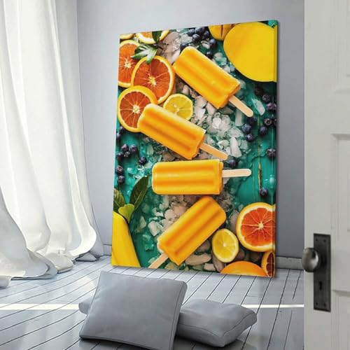 Poster fruits et sucettes orange 60x90cm pour déco de chambre