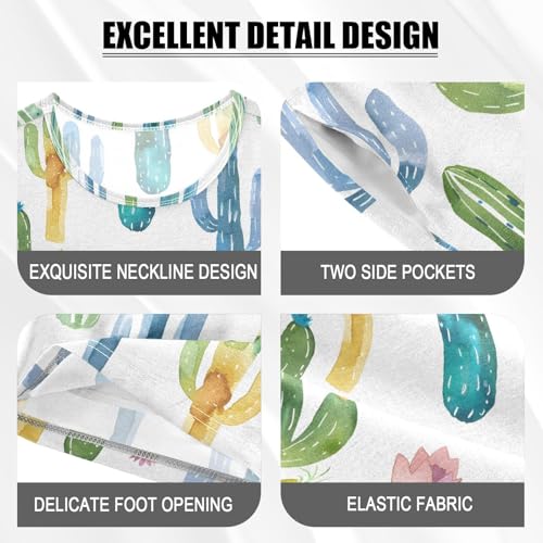 ALAZA Watercolor Cactus Tropical Stylish Pajamas Short Sleeve 2 Piece Sleepwear Top and Bottom Pajama Set Unisex4