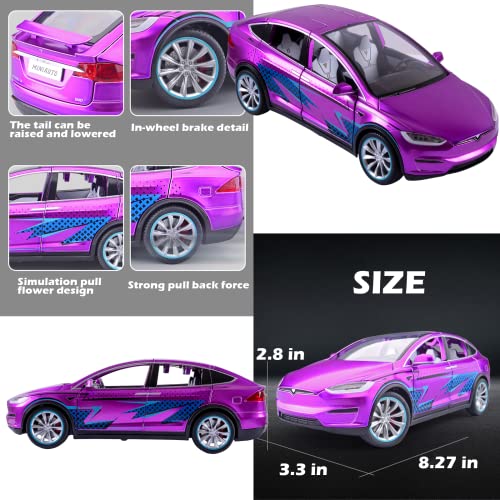 Fesvasdee Model Car 1/20 Scale Sport Racing Version Pull Back Vehicles Diecast Car Metal Model Cars With Sound And Light For Kids Age 3 Year And Up Purple #TOP2