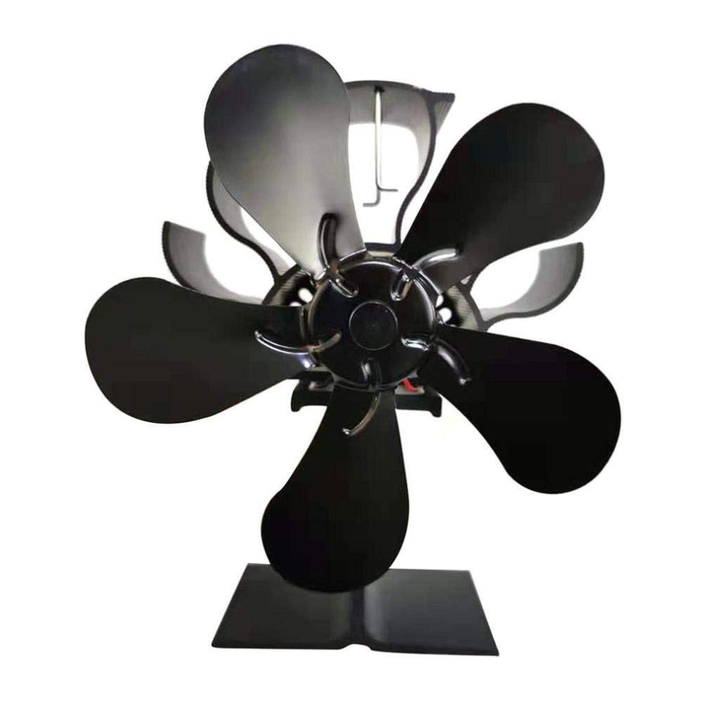 Ventola per Stufa a Legna a 5 Lame con Potenza Termica Ventola per Stufa a Legna per bruciatore a Legna/Ceppo Accessorio per la distribuzione del Calore (Colore: Nero)