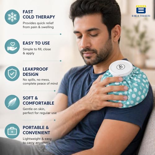 Image of Btag Hot & Cold Ice Bag for Pain Relief (9 Inch) | Reusable Cold Therapy for First Aid Sports Injury, Shoulder, Swelling |Leakproof & Durable Leakproof Fabric Headache, Muscle Pain (Blue Dotted)