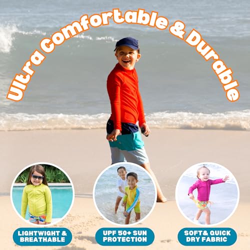 Image of SwimZip UPF 50+ Long Sleeve Rash Guard for Boys' and Girls' - Baby, Toddler, Kids