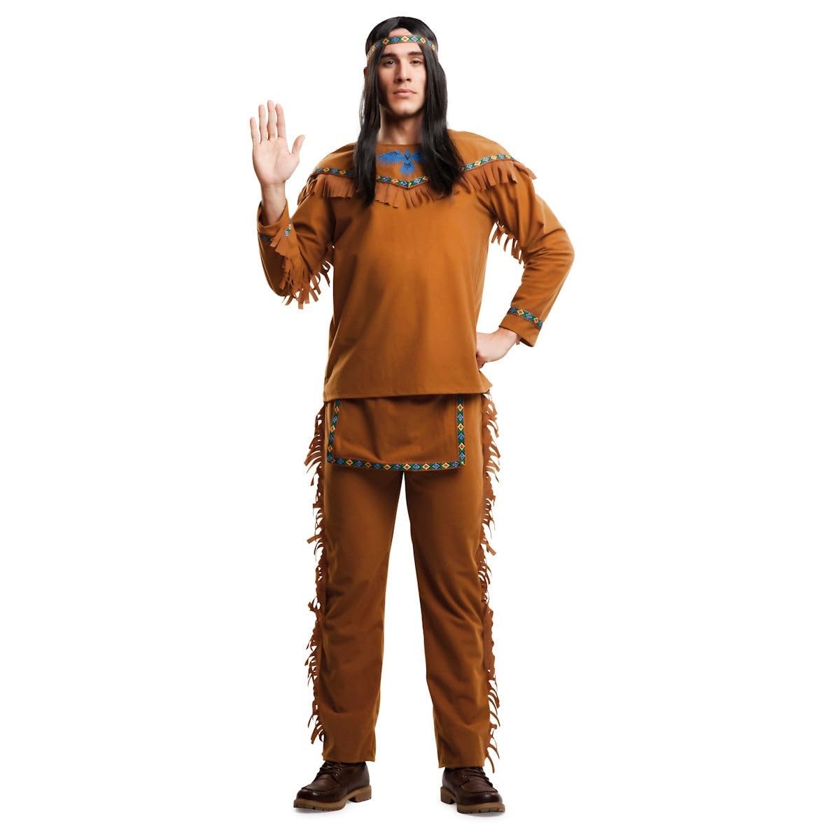 My Other Me Adult Men's Indio Brown Costume with Headband, Shirt & Pants ML - Cross the plain in style at your next themed party.