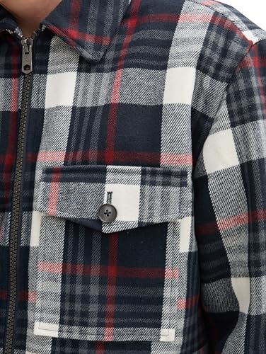 TOM TAILOR Herren Flanell Karo-Jacke mit Brusttaschen,35776 - Navy red Big Check, XXL – Ansicht 5