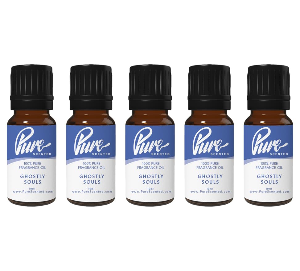 Pure Scented 50ml Fragrance Oils - 5 x 10ml Suitable for Candles, Soaps, Slime, Diffusers, Cosmetics, Wax Melts, Designer (5 x 10ml, Ghostly Souls)