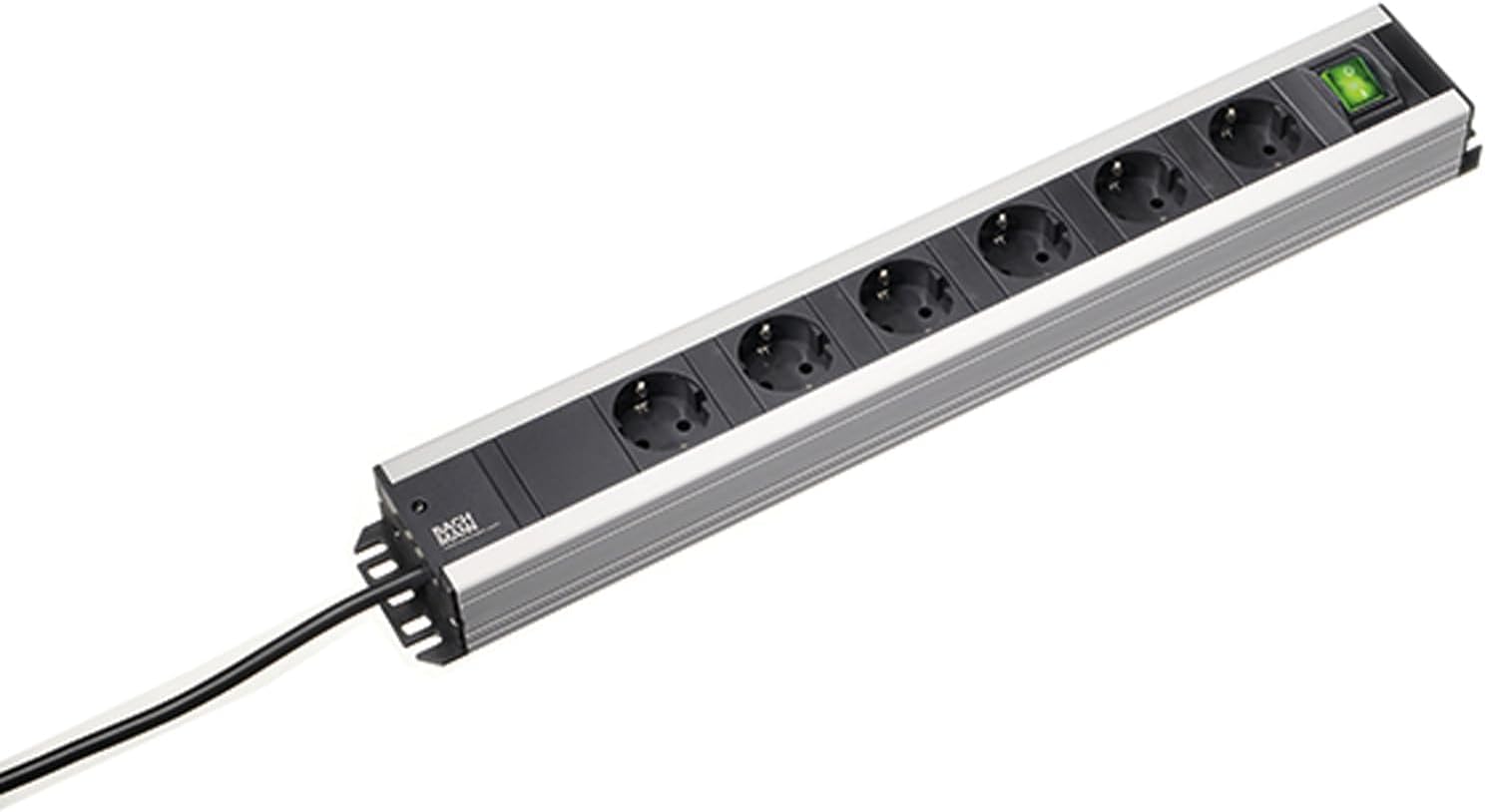 Bachmann Steckdosenleiste HANDWERKERLEISTE 6-Fach mit Schalter am Ende der Leiste 2m Kabel Mehrfachsteckdose für Handwerk Grau 300.008 (extra Robustes Design)