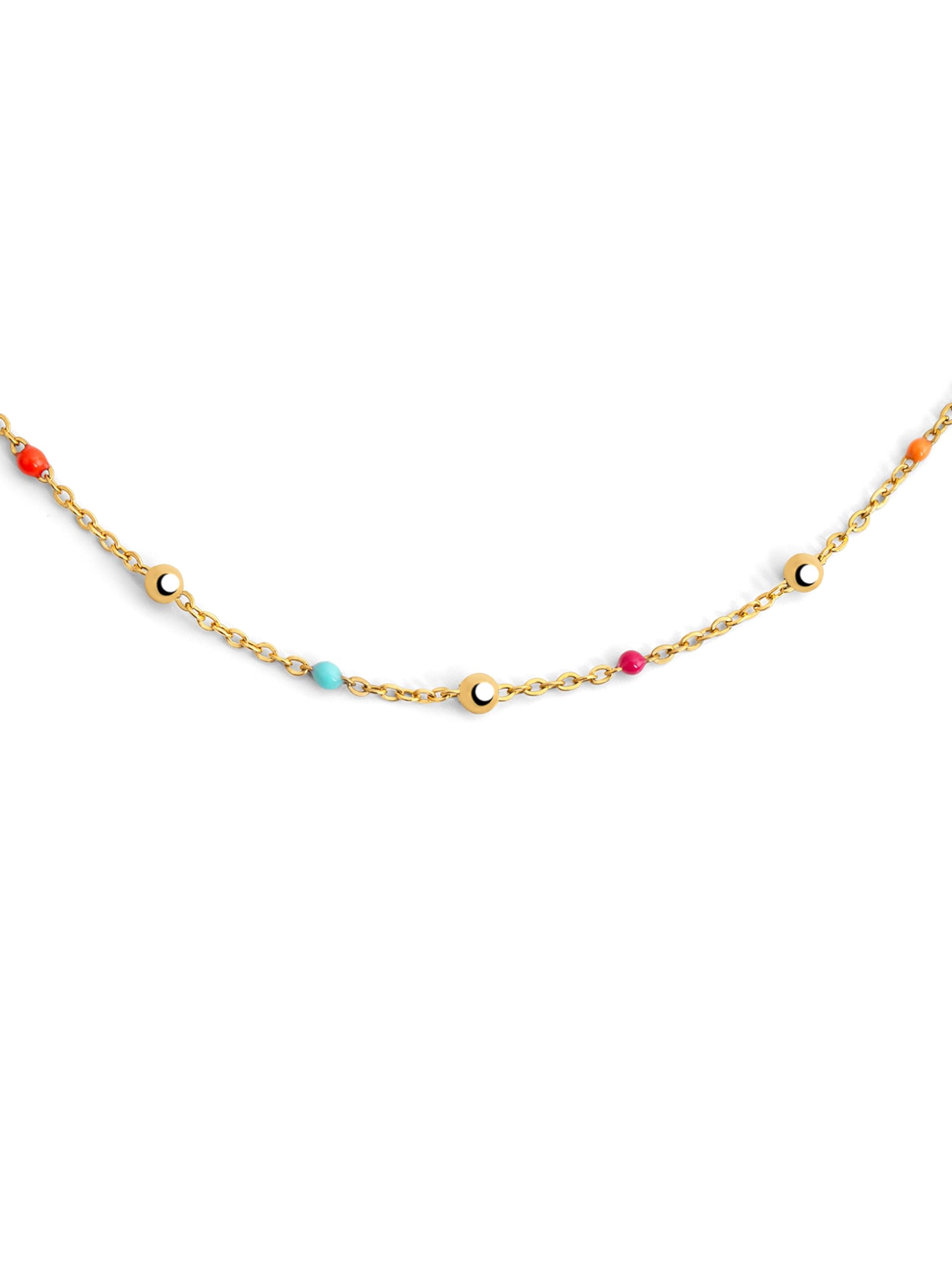 SINGULARU Collana Dots L: Il Tuo Piccolo Tocco Di Luce Quotidiano! Realizzata In Acciaio Con Finitura Oro 18K E Dettagli In Smalto Nero, Lunghezza Regolabile 40 Cm