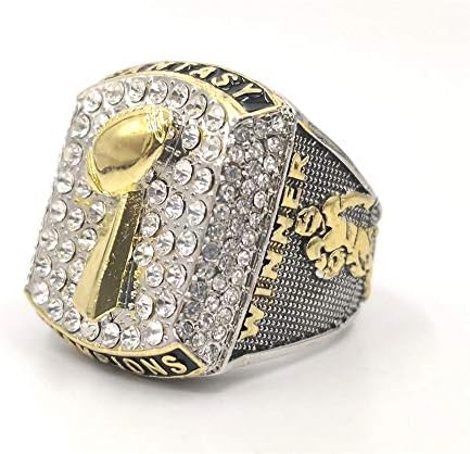 TUOYU Personalized Fantasy Football Championship Silver & Gold 3D Trophies Rings Prize No Years(Customized,7)