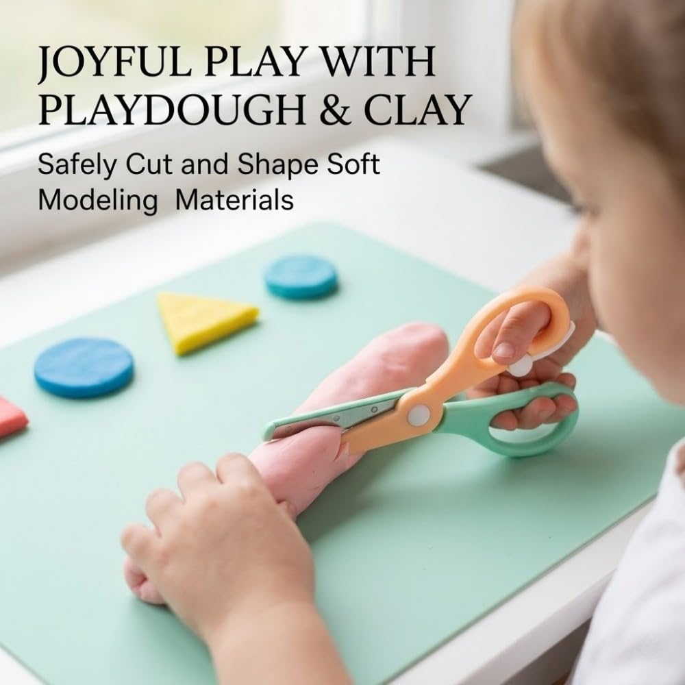 3 Piezas Tijeras de Aprendizaje para Niños, 10,7 cm Herramienta Creativa de Plástico con Resorte, Diseño de Doble Color, Para Manualidades en Casa y Aula de Preescolar, Puntas Redondeadas